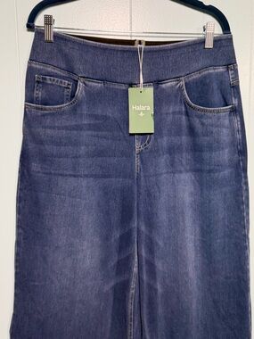Halara Women's Dark Blue Pull-On Jeans Large Petite NWT